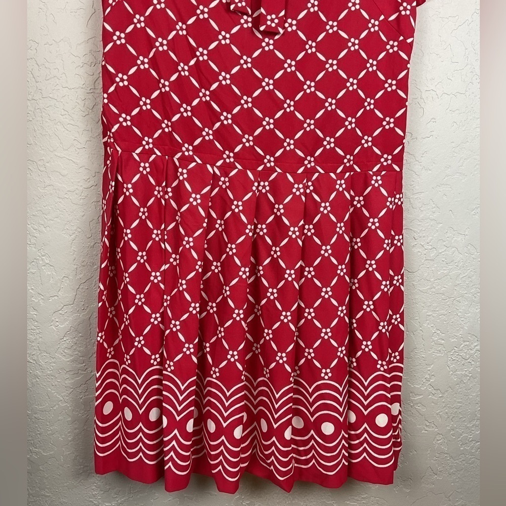 Vintage The Stroller Red White Patterned Short Sleeve Dress Retro Size 18 - Picture 2 of 9